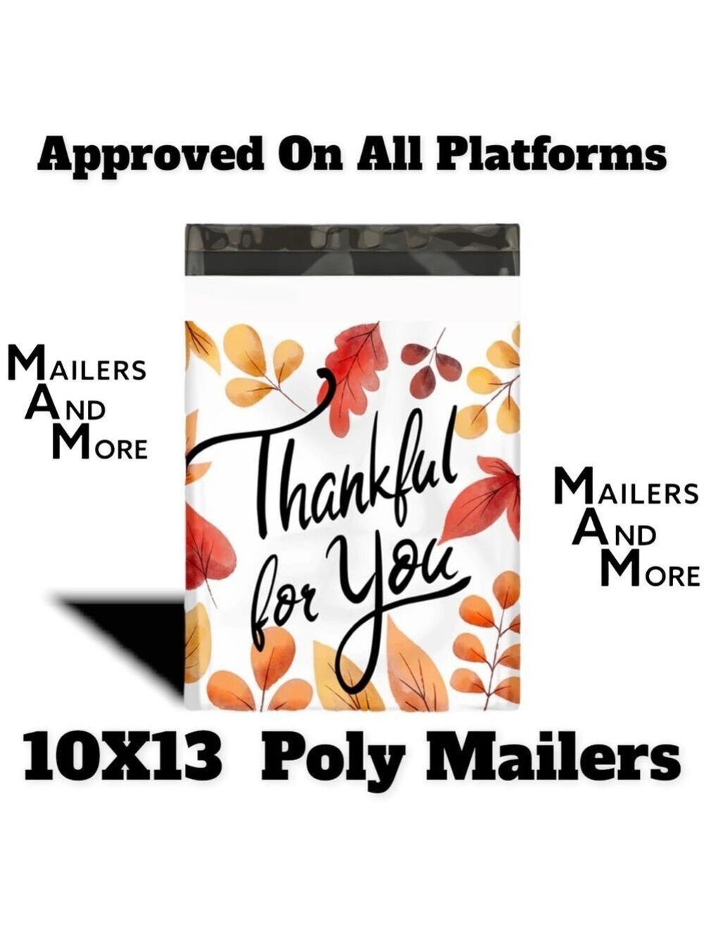 25 10X13 Poly Mailers Fall Leaf Thankful, Shipping Envelopes PRICE IS FIRM - Picture 9 of 10